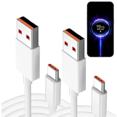 Immagine di P37 Cavo di ricarica rapida USB C 120 W. Confezione con 2 6A Turbo 120W Max per Xiaomi. trasferimento dati e Android Samsun Galaxy. Mi Charge 67 Max.