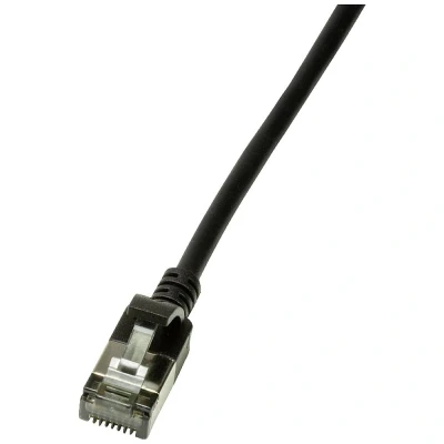 Immagine di LogiLink CQ9033S RJ45 cavo di rete, patch CAT 6A U/FTP 1.00 m Nero estremamente sottile, Ritardante fiamma, Flessibile, Schermatura a fogli, Privo