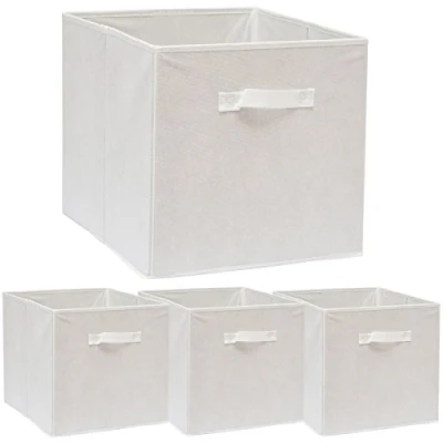 Immagine di DuneDesign 4 Contenitori per Kallax 33x38x33 Scatole in Tessuto con Maniglia Cubo Pieghevole