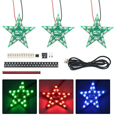 Immagine di Saldatura Formazione Pratica Imparare Elettronica Kit Cinque Pointed Star Respirazione Gradient fai da te DC 4 6V per Natale Rosso Verde Blu