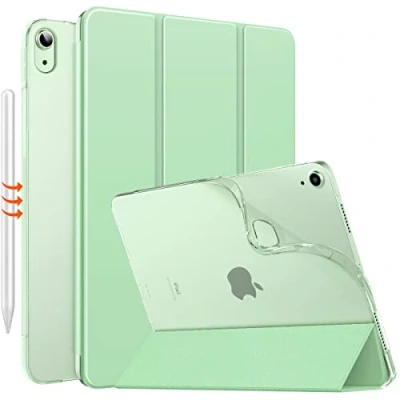 Immagine di MoKo Cover Protettiva per iPad Air 5 2022/4 2020 da 10,9 Pollici, [Supporta Ricarica di iPencil] Retro Semi Trasparente in TPU Leggero Custodia a Tri Fold Auto Sveglia/Sonno, Verde