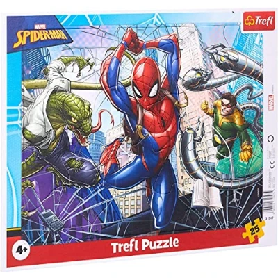 Immagine di Trefl Marvel 25 Elementi, Coraggioso Spiderman, per Bambini da 4 anni Puzzle, Colore, Rahmenpuzzle mit Unterlage