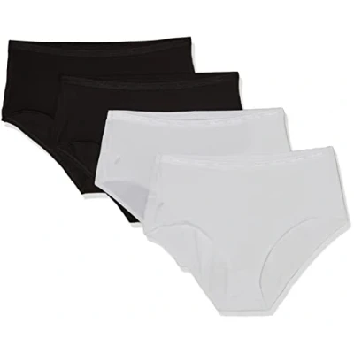Immagine di Playtex Slip Midi in Cotone Biologico Confortevole Donna x4, Bianco/Nero (Multicolor), 4XL