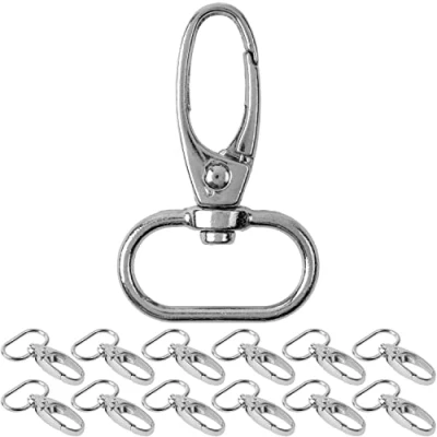 Immagine di moschettone con chiusura a vite, 12 pezzi, anello D da 20 mm gancio moschettone, tasche girevole 360, fibbia in metallo per fai te, tracolla
