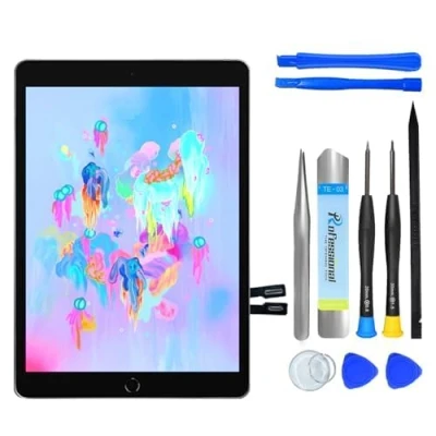 Immagine di NB+ Sostituzione dello schermo per iPad 6a generazione 9.7 pollici Touch Screen Digitizer 2018 adesivo preinstallato (modello: A1893 A1954) nero