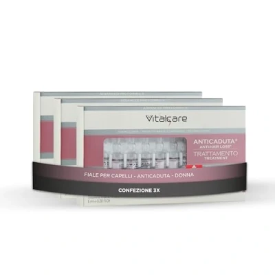 Immagine di Vitalcare Swiss Trattamento Anticaduta Donna, Energizzante, Ristrutturante, con Complesso di Molecole Follicusan, Pratico Dosatore, 3 Confezioni da 10 Fiale 6 ml