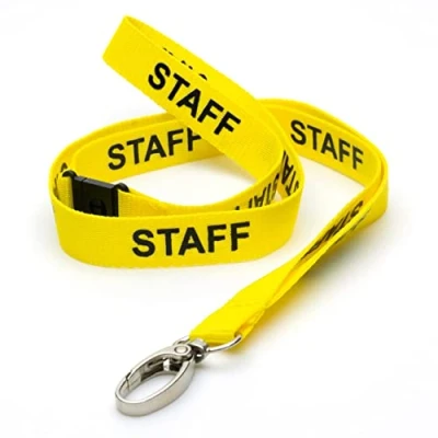 Immagine di CKB LTD Cordino Giallo per staff di sicurezza staccabile Tracolla con clip girevole in metallo porta carte d&#039;identità Design a sgancio rapido Confezione da 10