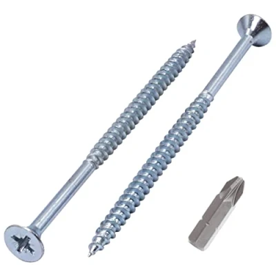 Immagine di SKIR&#039;CO (20 pezzi) viti in acciaio zincato 5,0 x 90 mm argento legno truciolare, filettatura parziale, testa svasata Pozidriv