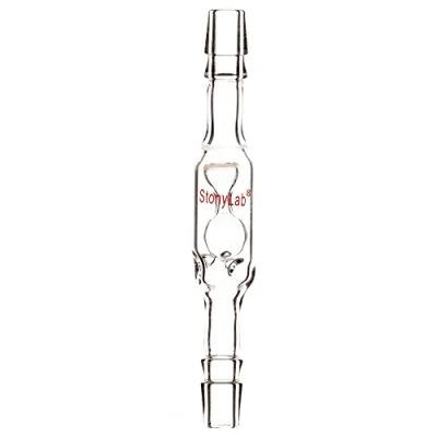 Immagine di stonylab Valvola di Ritegno Adattata con Collegamento Del Tubo da 8 mm, in Vetro Borosilicato Doppi Collegamenti 3/8 Pollice, per Laboratori Laboratorio