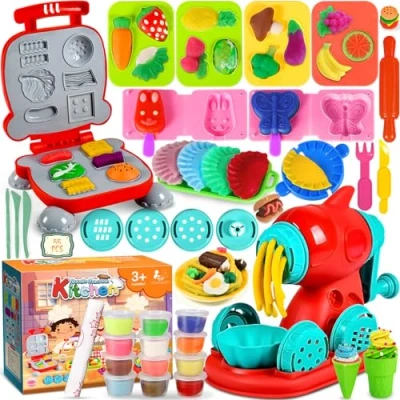 Immagine di GUHAOOL Formine per Plastilina, 54 Pezzi Pasta Modellabile Bambini Plastilina Bambini, Argilla da Modellare Include 12 Vasetti Giochi Regalo Ragazzi e Ragazze dai 3 ai Anni