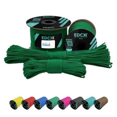 Immagine di EdcX 2 mm Nylon Paracord 275 (15, 30, 50 And 100 m) 100% Rope, 3 Strand Cord, Cord in Many Colours (Green, 15