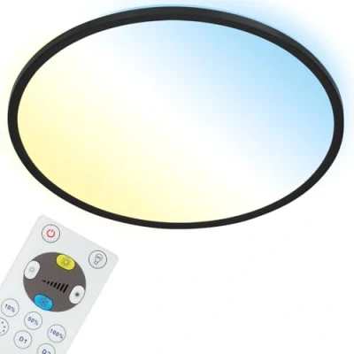 Immagine di Briloner Pannello LED, plafoniera dimmerabile, lampada da soffitto con retroilluminazione, telecomando incluso, 22 watt, 3000 lumen, bianco nero, 420x29mm (PxH)