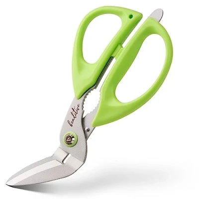 Immagine di Beaditive Forbici artigianali a gomito versatili e robuste 18 cm lama seghettata in acciaio inossidabile giapponese per cartone, plastica, pelle, tessuti imballaggi