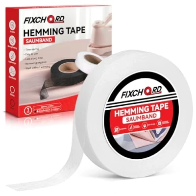 Immagine di FIXCHORD Nastro Termoadesivo per Orlo, Wonder Web Orli, Termoadesivo, Tessuti Fusibili Extra Forte Abbigliamento, Tende, Stiratura e Incollaggio, Bianco, 30M*20MM