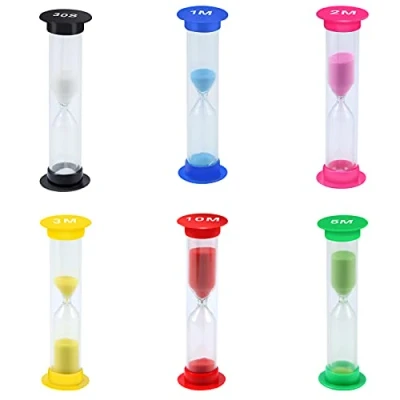 Immagine di moinkerin 6 Pezzi Clessidra Set Sabbia Timer 30Sec / 1Min 2Mins 3Mins 5Mins 10Mins per Bambini Lavarsi i Denti, Scuola, Asilo Nido, Ufficio, Attività a Tempo