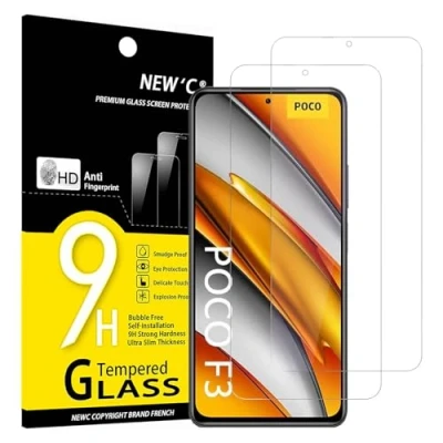 Immagine di NEW&#039;C 2 Pezzi, Vetro Temperato per Xiaomi Poco F3, Mi 11i, Pellicola Prottetiva Anti Graffio, Impronte, Senza Bolle, Durezza 9H, 0,33mm Ultra Trasparente, Resistente