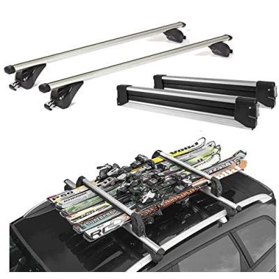 Immagine di Barre Portatutto in alluminio + Portasci scorrevole 6 paia di sci o 4 snowboard per OPEL MOKKA X dal 2013 poi con railing integrati