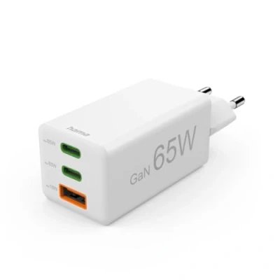 Immagine di Hama Schnellladegerät, 2x USB C PD, 1x A QC, Mini Ladegerät, 65W, Weiß Caricatore Ambiente interno, presa di corrente Num. uscite: 3 x A,