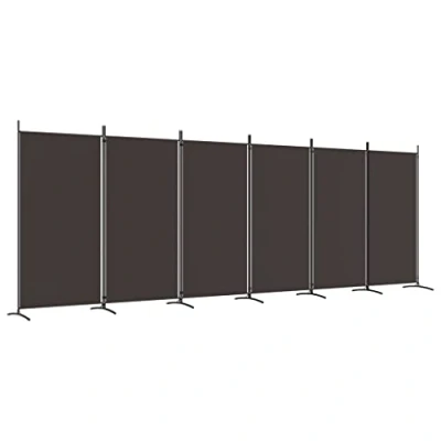 Immagine di vidaXL Divisorio a 6 Pannelli Marrone 520x180 cm in Tessuto