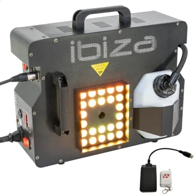 Immagine di Ibiza ERUPTION 1500 Macchina della nebbia 1500W con LED RGB Proiezione orizzontale o verticale Telecomando Controllo DMX Festa, spettacolo, concerto, evento