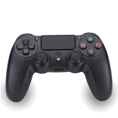 Immagine di NK wireless Controller PS4 / PS3 PC/Mobile con Vibrazione, Rilevamento a 6 assi, luce LED, pannello tattile, jack per cuffie, cavo di ricarica incluso Nero