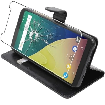 Immagine di ebestStar Cover compatibile con Wiko View XL Custodia Portafoglio Pelle PU Protezione Libro Flip, Nero + Pellicola VETRO Temperato [Apparecchio: 158.1 x 76.5 8.2mm, 5.99&#039;&#039;]