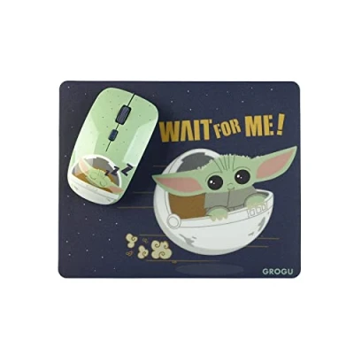 Immagine di WONDEE Set 2 in 1 Mouse Wireless Grogu e Tappetino per Baby Yoda Design da The Mandalorian di Star Wars Prodotti Ufficiali