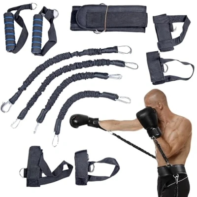 Immagine di MuscleForge® Set di bande Resistenza per la boxe e l&#039;allenamento della velocità, Elastici motorio nel calcio taekwondo, Attrezzatura in casa