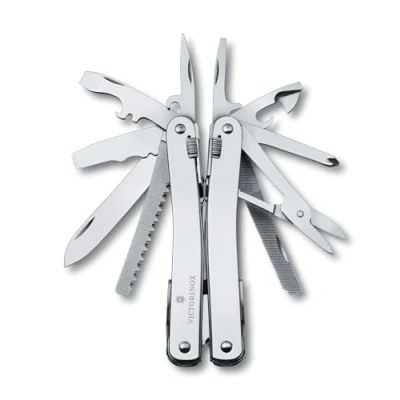 Immagine di VICTORINOX Multi strumento Swiss Tool Spirit X, 24 Funzioni, Multiuso con Lama Bloccabile e Pinze a Punta Lunga, incl. Fodero in Nylon, Argento