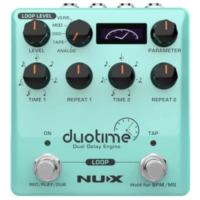 Immagine di NUX Duotime Pedale di ritardo stereo con tempo indipendente, analogico, eco a nastro, digitale, modulazione e verbo
