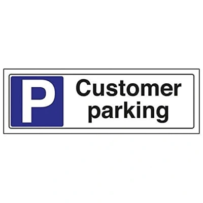 Immagine di vsafety 74035 ax r generale Sign, &quot;Parcheggio, clienti in plastica rigida, paesaggio, 300 mm x 100 mm, colore: nero/blu