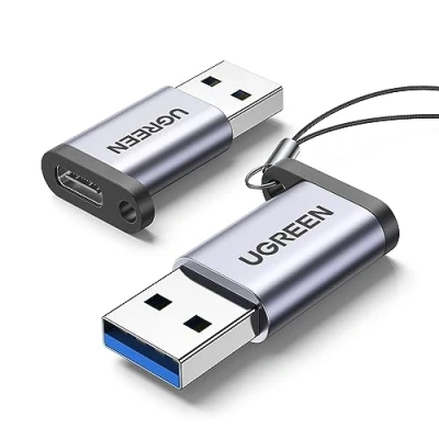 Immagine di UGREEN Adattatore USB C a 3.0 Femmina Maschio 5Gbps Alluminio Supporta Ricarica 3A Compatibile con iPhone 16 Plus Pro Max CarPlay MacBook iPad (2 Pezzi)