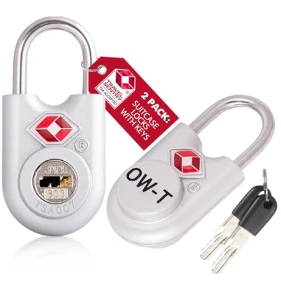 Immagine di OW Travel lucchetto chiave TSA Valigia per Valigie e Bagagli da Viaggio. piccolo con armadietto chiave, palestra. Lucchetti USA Argento 2 pezzi
