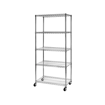 Immagine di Seville Classics Scaffalatura Ultra Resistente con 5 Ripiani e Rotelle Girevoli, 91, 4 x 45, 7 182, 8 cm, Cromato