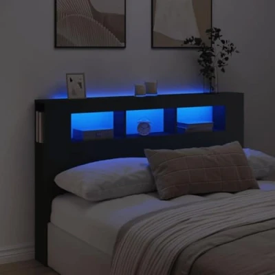 Immagine di VidaXL, Accessori per letti, Testata LED nera 160x18,5x103,5 cm Materiale a base di legno, colore