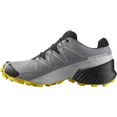 Immagine di Salomon Speedcross Gore Tex Scarpe Impermeabili da Trail Running Uomo, Protezione dalle intemperie, Grip aggressivo, Calzata precisa, Sharkskin/Black/Lemon, 42 2/3 EU