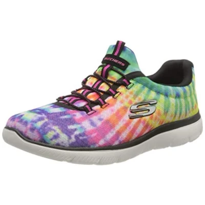 Immagine di Skechers Vertici Cercando Groovy, Scarpe da ginnastica Donna, Nero Multi Mesh Bianca Trim Bkmt, 38 EU