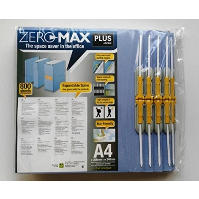 Immagine di PLUS JAPAN Lotto di 3 raccoglitori salvaspazio Zero Max A4, estensibili fino a 10 cm, colore: Blu