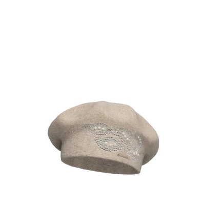 Immagine di Vivisence Berretto Invernale da Donna in Stile Classico con Zirconi Decorativi Realizzato Filato Caldo di Acrilico Perfettamente Adattabile alla Testa, Beige,Taglia Unica