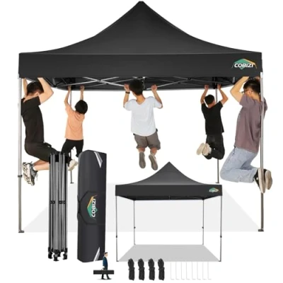 Immagine di COBIZI Gazebo 3x3 Pieghevole Impermeabile senza Parete Laterale,Gazebo Esterno Resistente,Tende per Gazebo,Tendone Padiglione Pop Up Feste Campeggio (3 3m Nero)