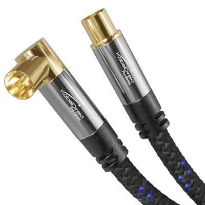 Immagine di KabelDirekt Cavo antenna TV 4K, diritto/90 12,5 m per con connettore in metallo digitale e analogica intrecciato (presa ad angolo su diritto DVB C/DVB S)