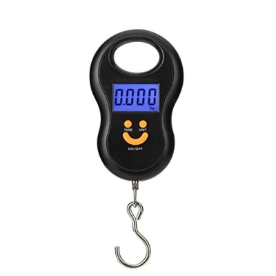 Immagine di Mengshen Bilancia pesapersone Portatile/Bilancia per Valigia sospesa 110lb / 50kg Bagagli Display LCD retroilluminato con Gancio la Pesca da Esterno Nero