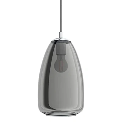 Immagine di Eglo lampada a sospensione Alobrase, luce da sala pranzo, metallo cromato e vetro fumo nero trasparente, illuminazione tavolo sospensione, attacco E27, Ø 20 cm