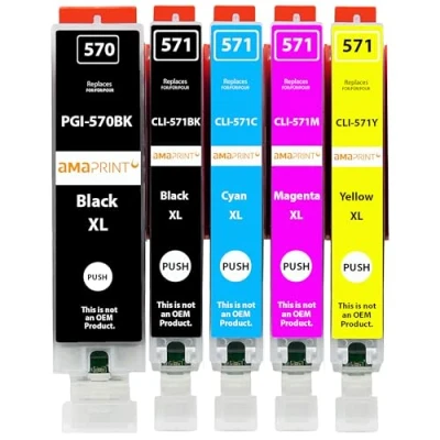 Immagine di Amaprint 5 XL cartucce compatibili con Canon PGI 570 CLI 571 per MG5700 MG5750 MG5751 MG5752 MG5753 MG6800 MG6850 MG6851 MG6852 MG6853 TS5000 TS5050 TS5051 TS5053 TS5055 TS6050 TS6051 TS6052
