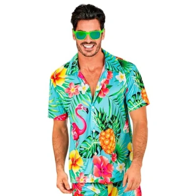 Immagine di WIDMANN MILANO PARTY FASHION camicia hawaiana, a maniche corte, fiori, aloha, festa in spiaggia, travestimento