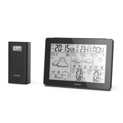 Immagine di Hama Professional Weather Station (Weather Forecast with Data from Meteorologists, Wireless Outdoor Sensor, Temperature, Humidity, Wind Speed, Indoor &amp; Outdoor) Black