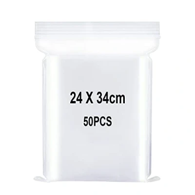 Immagine di Sacchetti in Plastica Trasparente Richiudibili, Sacchetto Sigillato, Borsa con Chiusura a Cerniera, Applicano Articoli per Bricolage, Deposito di Abbigliamento, ecc. 24x34cm 50pezzi
