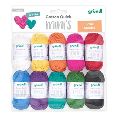 Immagine di Gründl Lana Cotton Quick Mini Basic Shades Set per lavorare a maglia e all&#039;uncinetto, 10 x 15 g, 100% cotone, g/37 m, multicolore