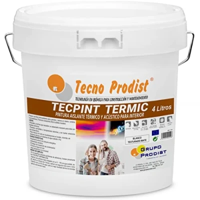 Immagine di Tecno Prodist TECPINT TERMIC Idropittura per interni (4 Litri), isolante termico e acustico antimuffa Pareti Soffitti Super bianco Facile da applicare Inodore (BIANCO)