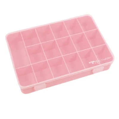 Immagine di Craftelier Scatola organizer con 17 scomparti per materiali di carta, scrapbooking e artigianato Dimensioni 26,5 x 17,8 4,2 cm (10,4&quot; 7&quot; 1,65&quot;) Colore trasparente rosa